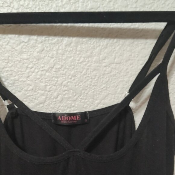 Adome Skater Flowy Mini Knit Black Strappy Sleeveless Dress Size Small Girly - Picture 4 of 6